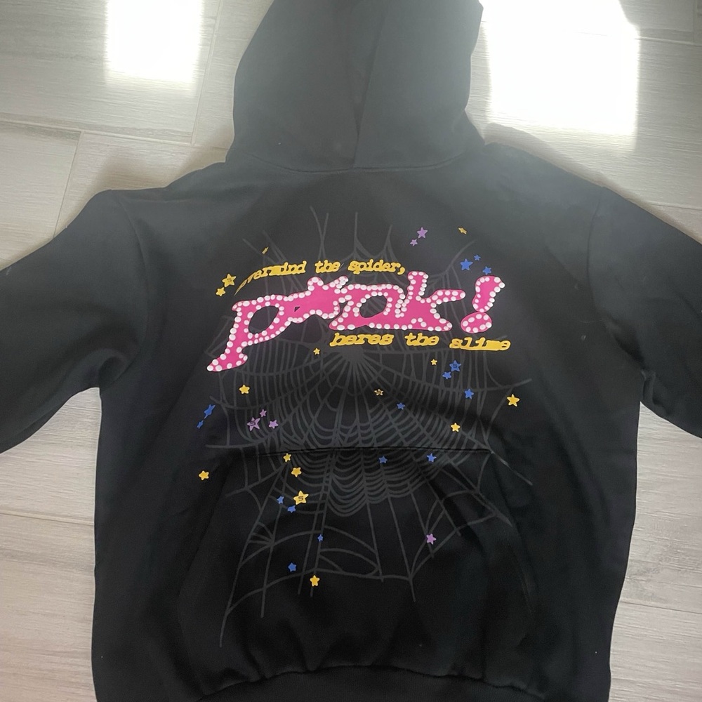 Black Hoodie with Pink Graphic